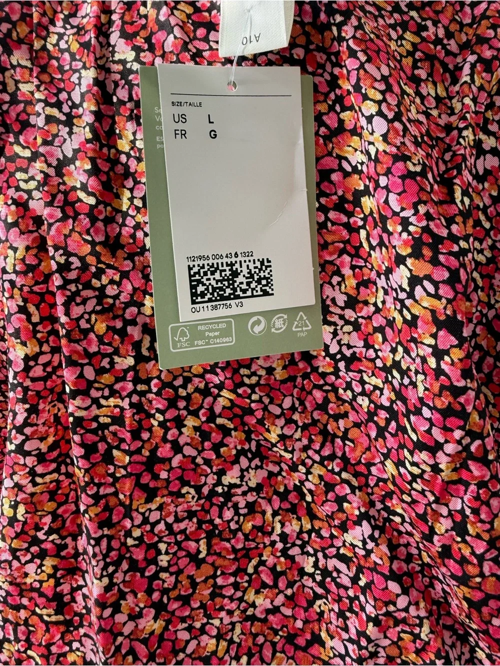 H&M Pink Floral Long Sleeve V-Neck Dress - Picture 5 of 5